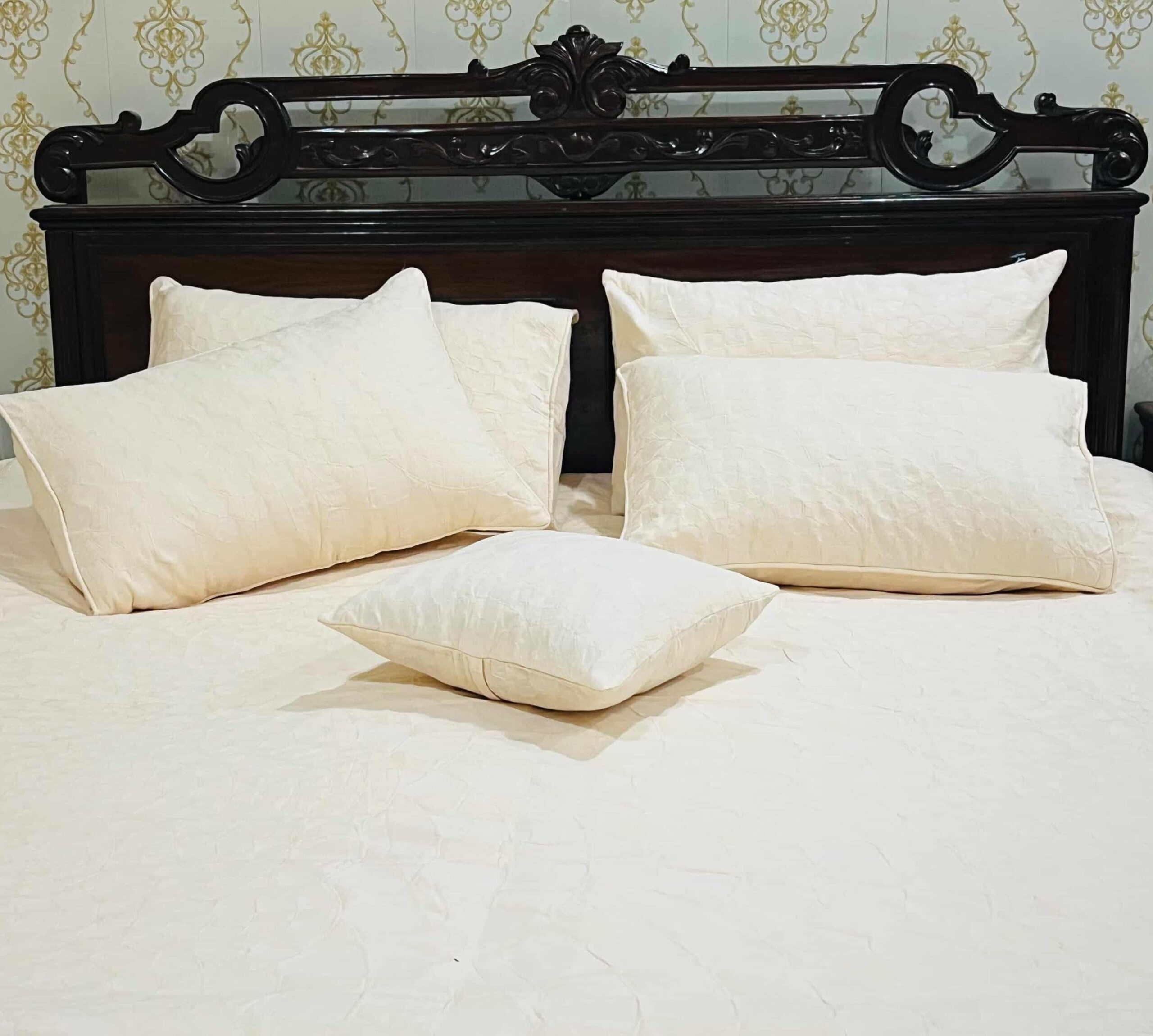 Ivory Cream Self-Textured Luxury Bedding Set