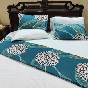 ​6-Piece Teal & Leopard Print Quilted Bedding Set