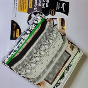 Black and white geometric and floral print pure cotton bed sheet set in packaging