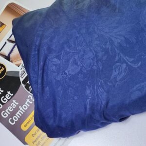 Navy blue self-textured floral print pure cotton fitted bed sheet set folded with packaging